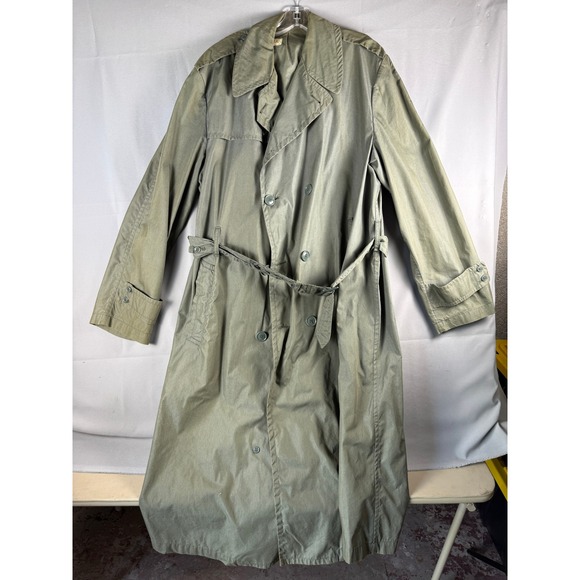 Authentic Apparel Other - Vintage US Military Trench Coat Green Belted 44 XL Vietnam 8405-965-2167